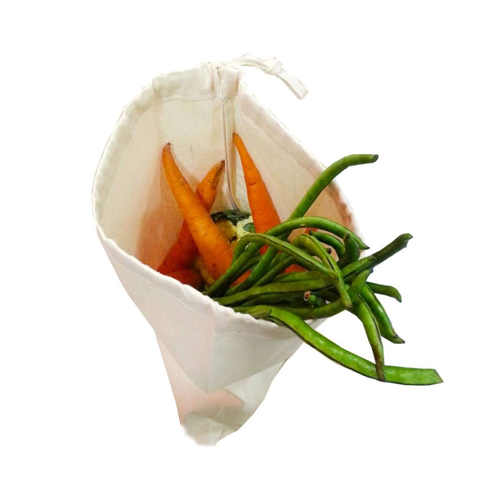 cotton bags for storing vegetables in fridge