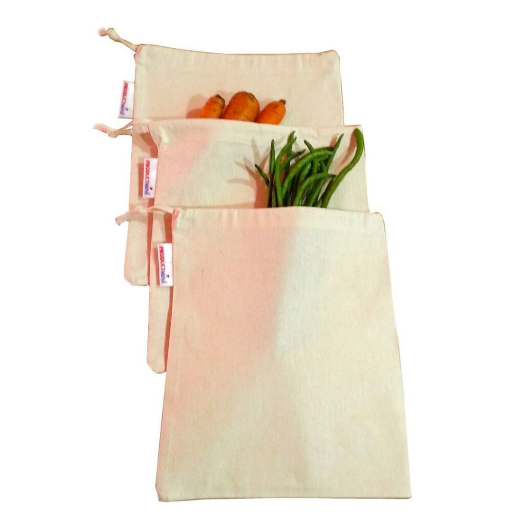 cotton bags for storing vegetables in fridge