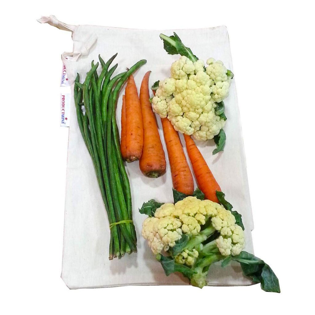 cotton bags for storing vegetables in fridge