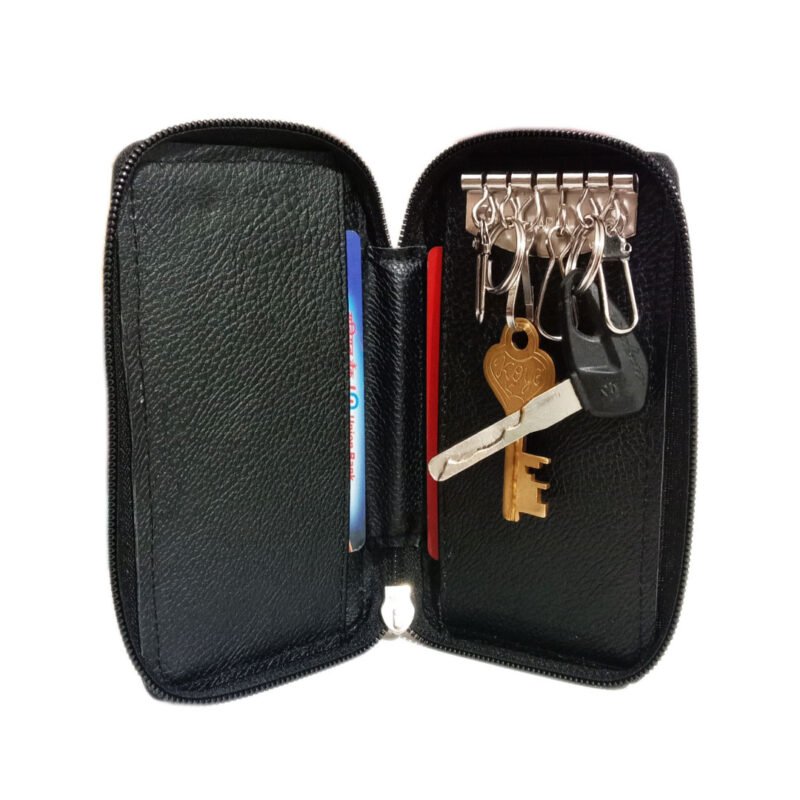 Black Genuine Leather Pocket Key Case - Image view 4