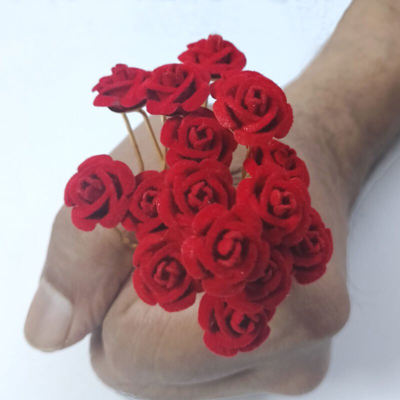 SMILEBAZAR Bridal Hair Pin Juda pin with Artificial Red Rose for Women and Girls Set of 16 PCs - Image 7